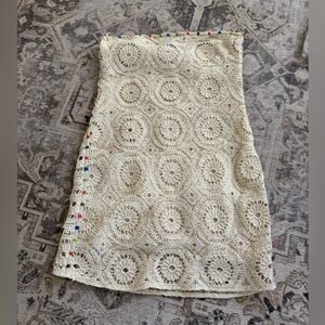 Zara Crochet Strapless Dress, Size Large